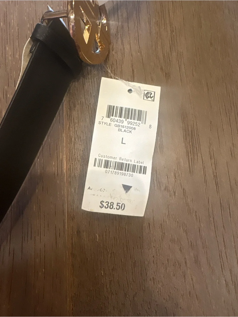 Giani Bernini NWT $39/29 Women's Signature-Buckle Panel Belt Black Gold L NOW